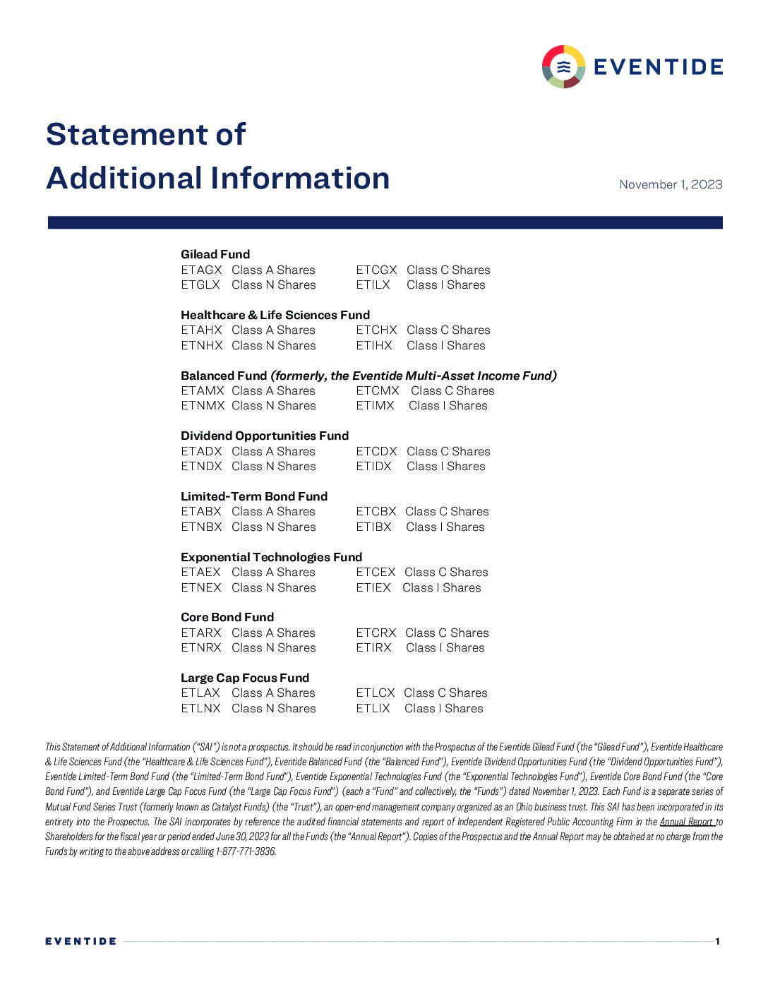 Statement of Additional Information (11/1/2023)