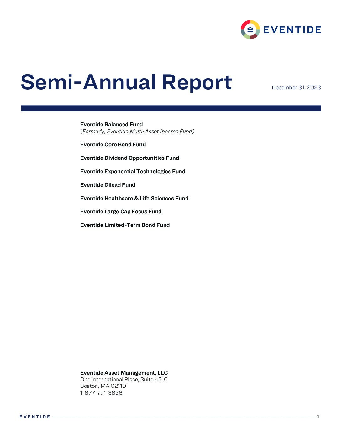 Shareholder Reports (3/31/2021 – 12/31/2023)